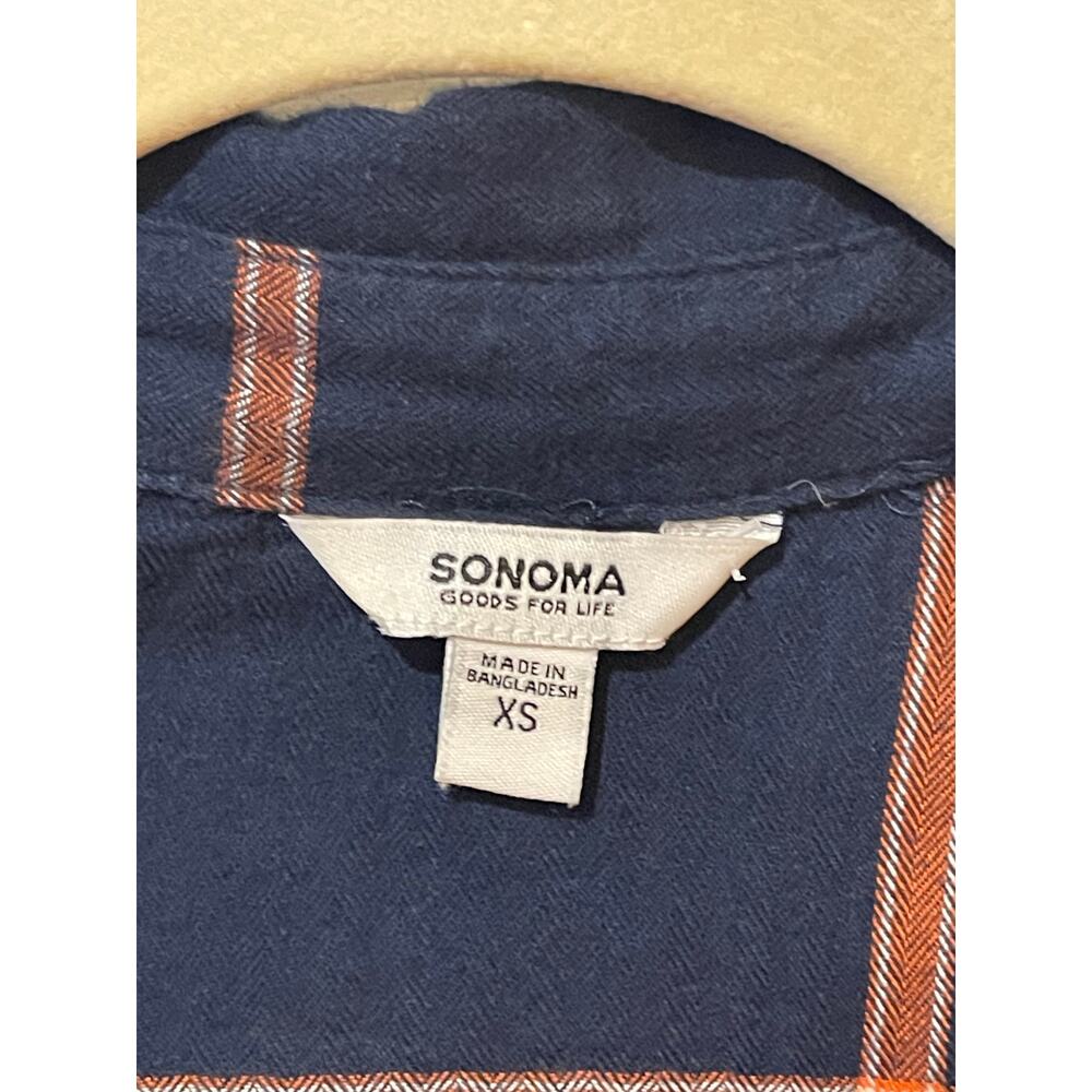 Sonoma Shirt Blue Plaid Pocket Button-Up Casual Women’s XS - Picture 2 of 5